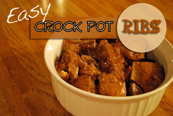 Easy Crockpot Ribs. No boiling and then baking and then basting. Just plop these babies in the crock and then thicken the sauce later.