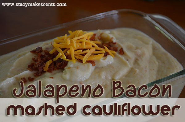 This Crockpot Jalapeno Bacon Mashed Cauliflower is the perfect low carb side dish for dinner this week. And did I mention bacon?!