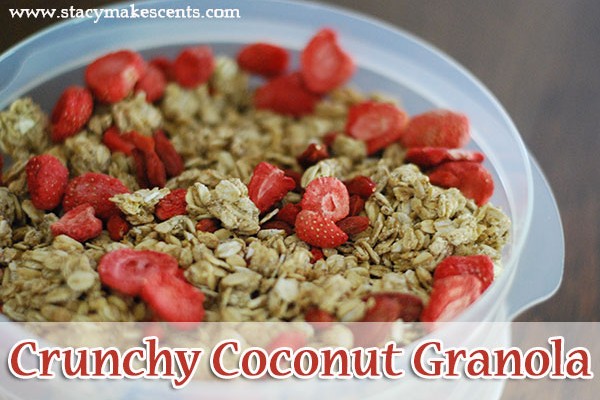 This sugar free Crunchy Coconut Granola will knock your socks off! It's so good. Mixed up with some Greek yogurt and berries, and this is a total win.