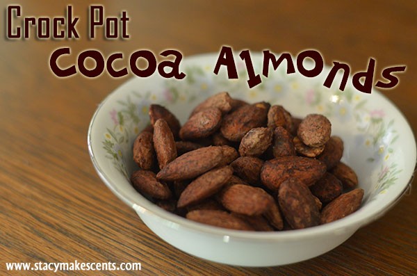 These Crockpot Cocoa Almonds are so easy and so yummy! All you need to do is cook, stir, cook, and then dump! Then hide them from the kids!