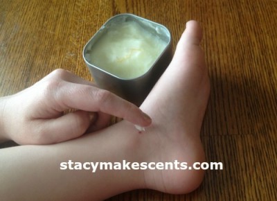 Using the soothing balm on my 4 year old.